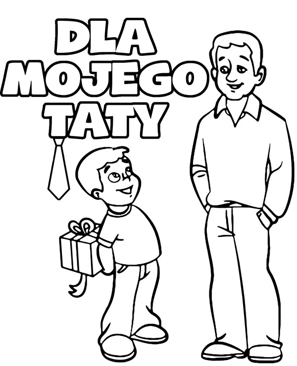 The little boy coloring book brings his dad a gift